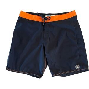 Billabong Platinum PX3 Performance Board Shorts Swimwear Black Orange Sz 36